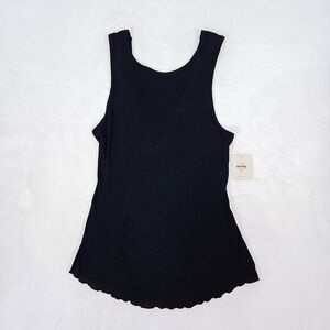 Free People Black Tank Top – Ribbed Twisted – Womens M – Boho Chic Minimal Basic